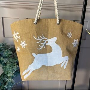 Winter Christmas Forest Deer Reindeer Trees Snow Snowing TJMaxx Tote Gift Bag